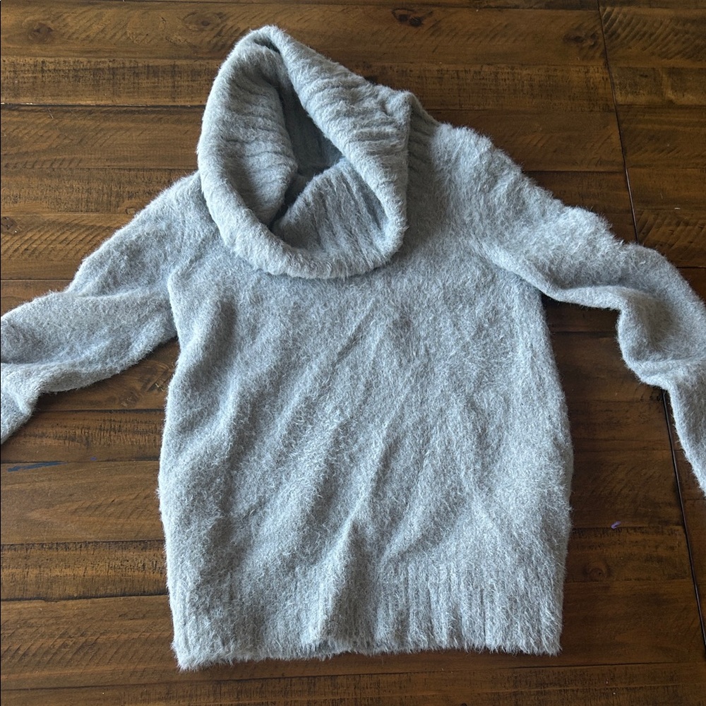 Anthropologie Soft Gray Cowl Neck Sweater